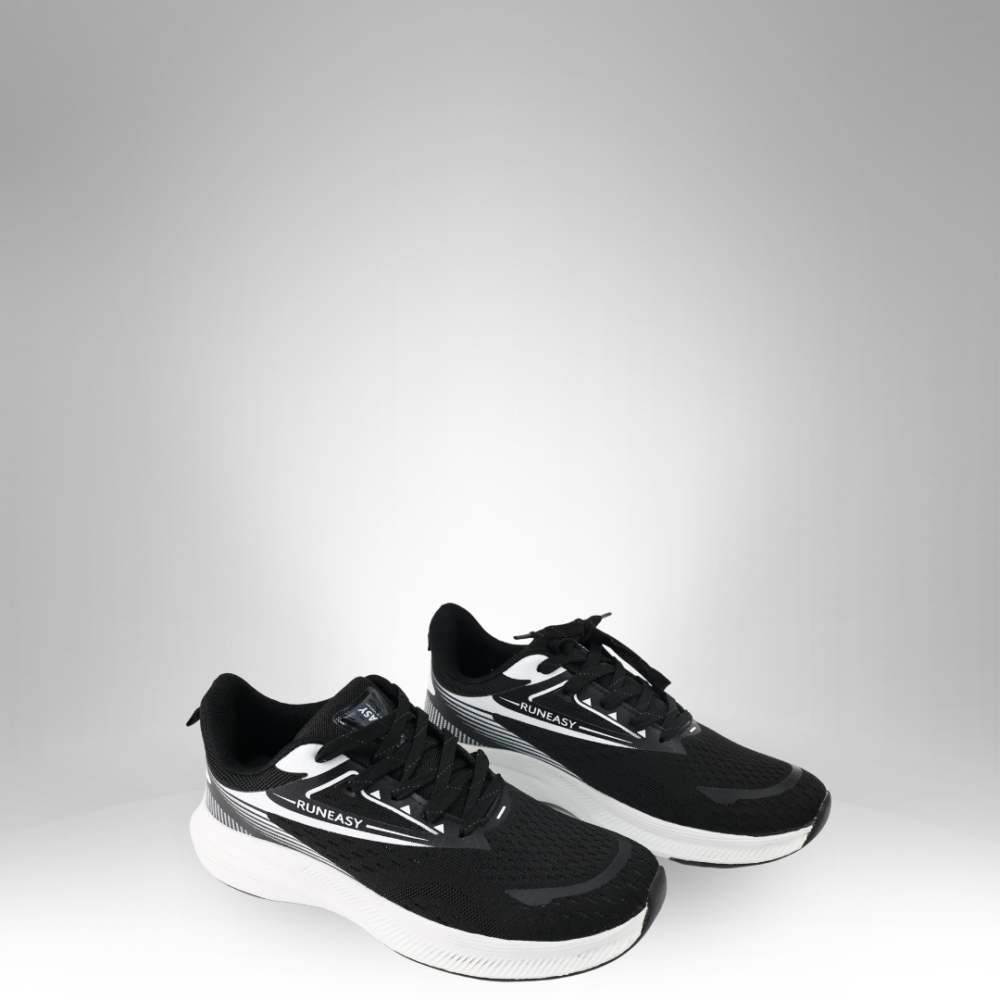 Men's Black and White Sports Sneakers - B-328B - Image 2
