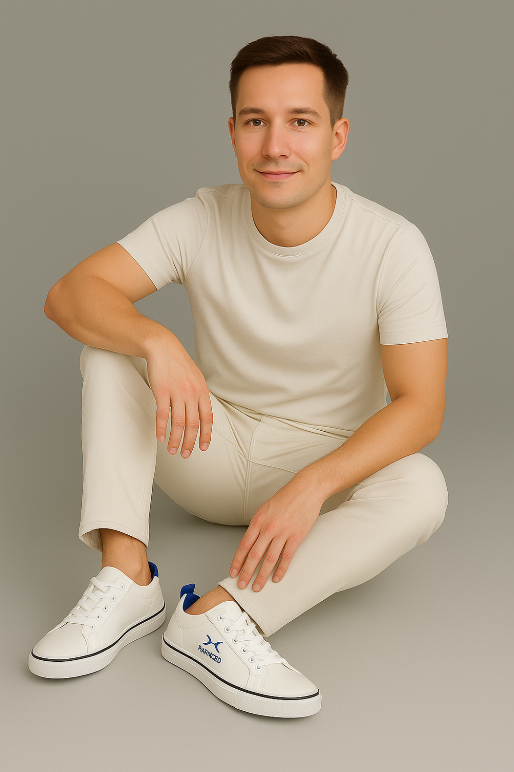 Men's White Sneakers with Blue Accent – CY-66E2