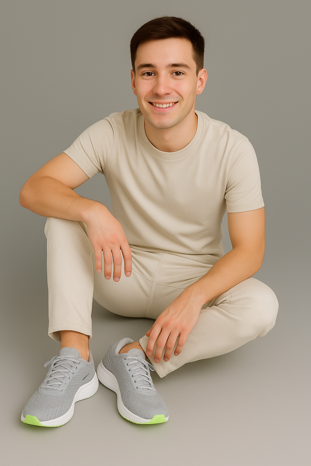 Men's White Sneakers with Blue Accent - La-05