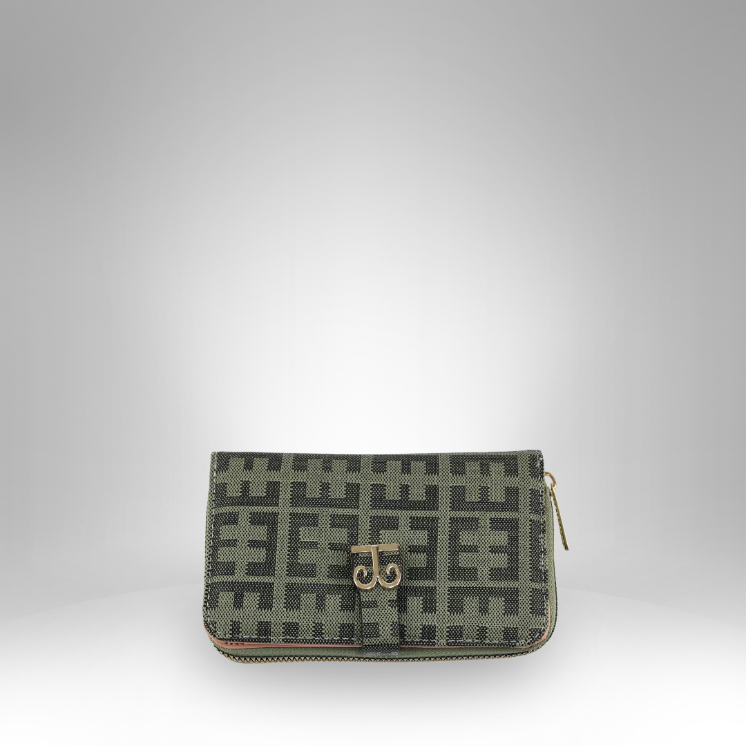 Monogram Pattern Snap-Closure Rexin Wallet - XX-13 - Image 3