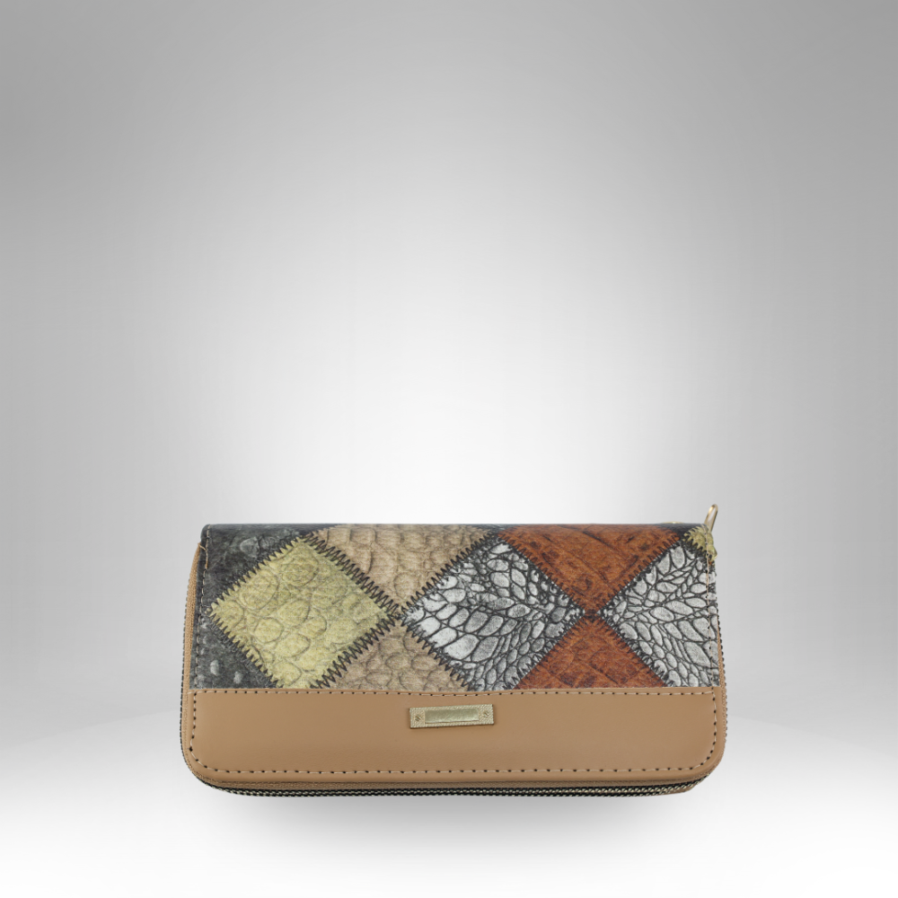 Colorful Patchwork Zip-Around Wallet - TT-66