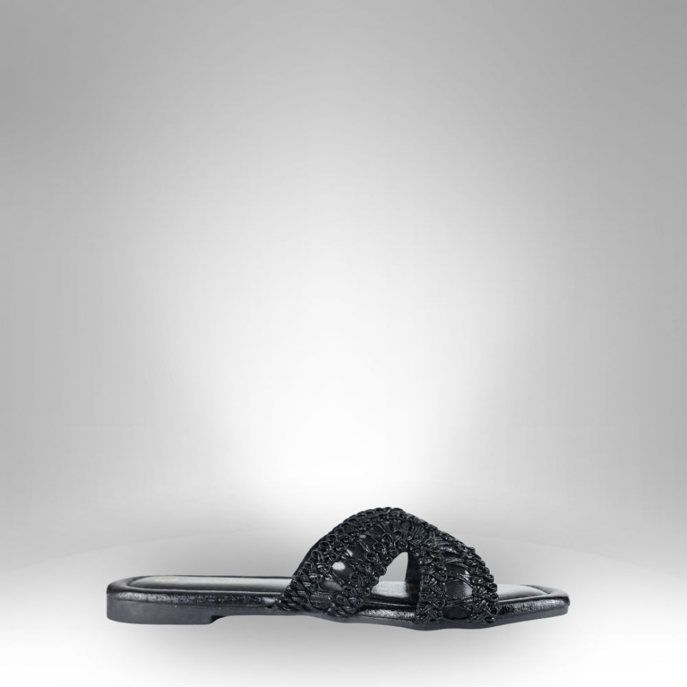 Women’s Beaded Cross-strap Slide Sandals - 303-117