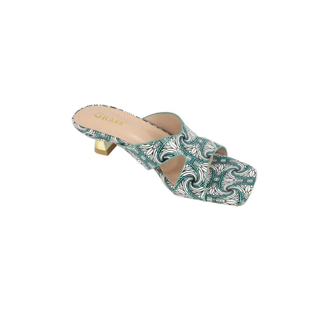 Printed Block Heel Mules for Women GRS-2810 - Image 3