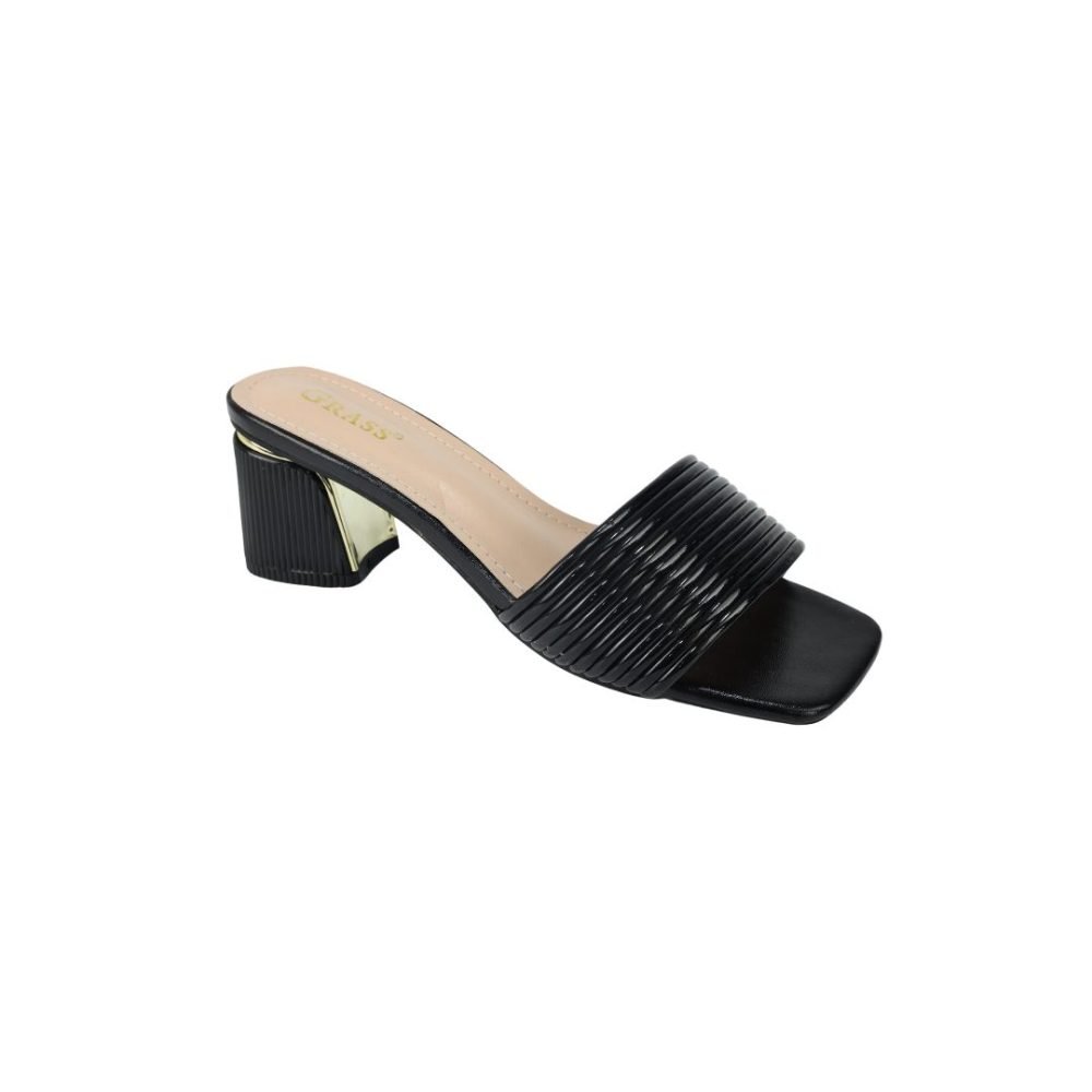 Women's Textured Slip-On Sandals with Block Heels GRS-2871 - Image 3