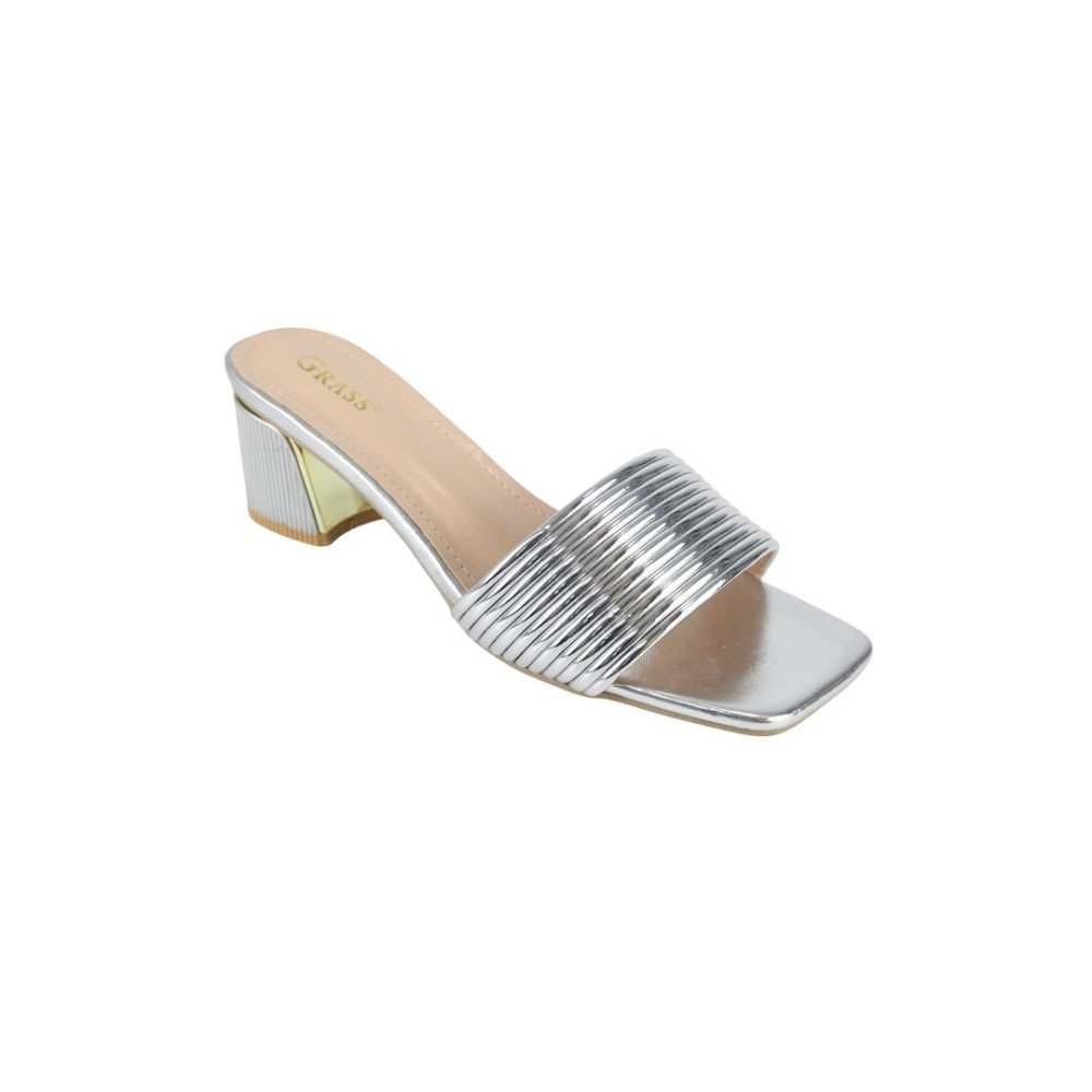 Women's Textured Slip-On Sandals with Block Heels GRS-2871 - Image 2