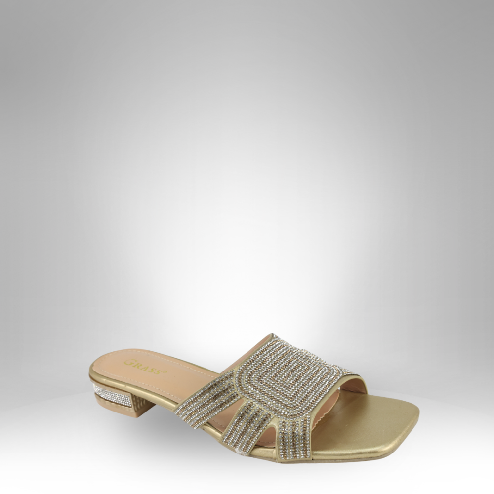 Women's Embellished Low-Heel Slide Sandals GRS-2725