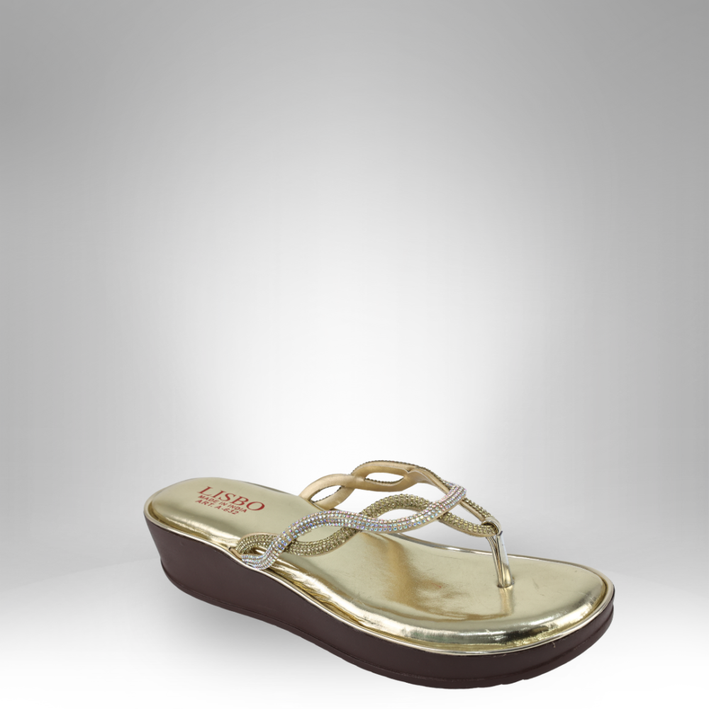 Women's Elegant Metallic Wedge Sandals - A 632