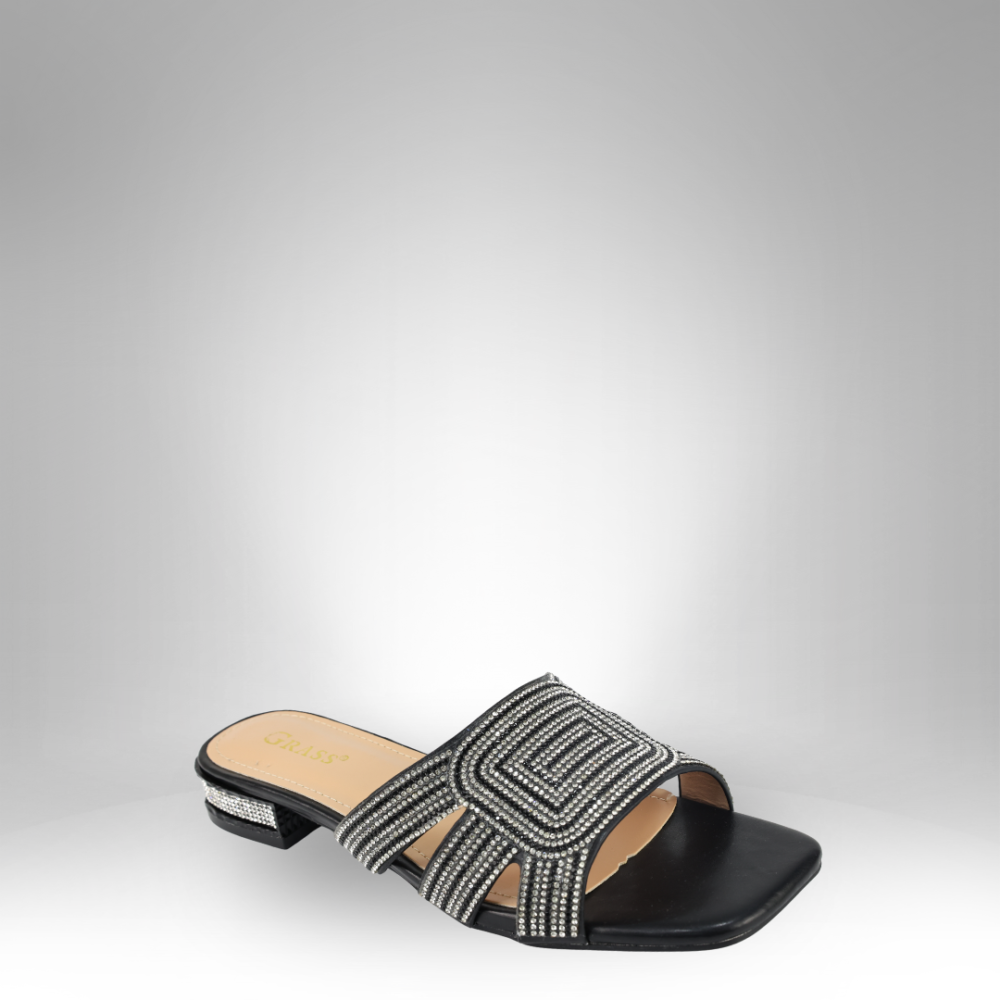 Women's Embellished Low-Heel Slide Sandals GRS-2725 - Image 2