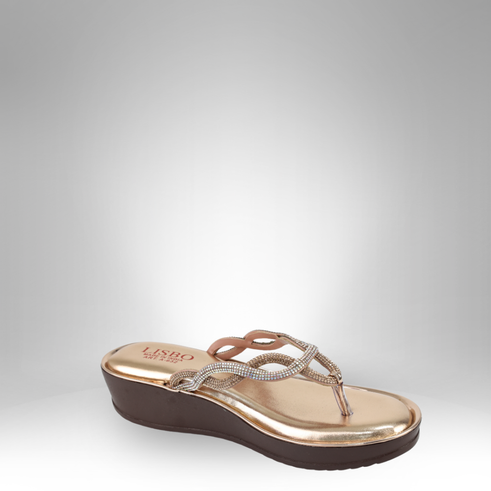 Women's Elegant Metallic Wedge Sandals - A 632 - Image 3