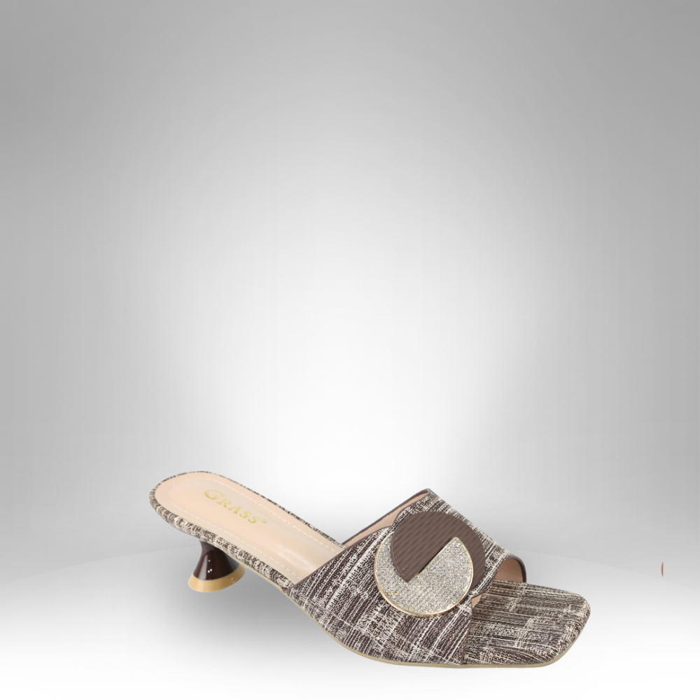 Women's Textured Heeled Slide Sandals - GRS-3166