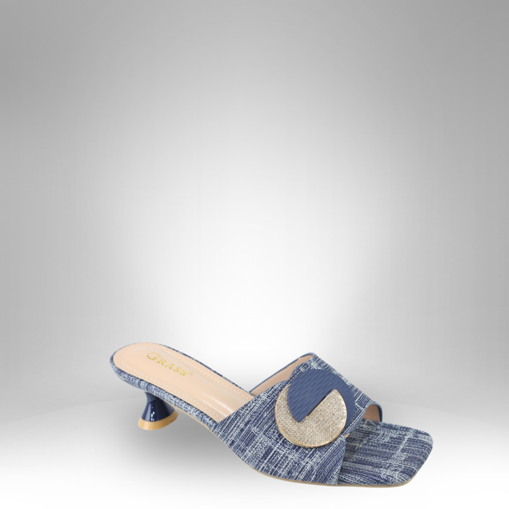 Women's Textured Heeled Slide Sandals - GRS-3166 - Image 2