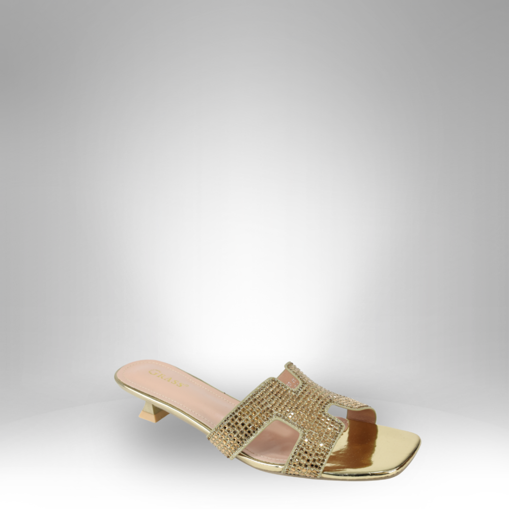 Women's Glitter Block Heel Sandals GRS-2768 - Image 2