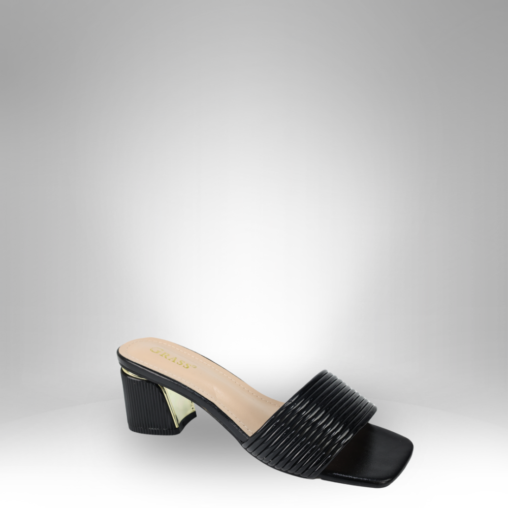 Women's Textured Slip-On Sandals with Block Heels GRS-2871