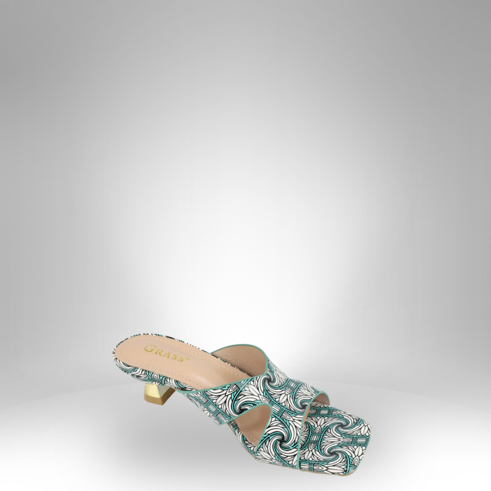 Printed Block Heel Mules for Women GRS-2810 - Image 2
