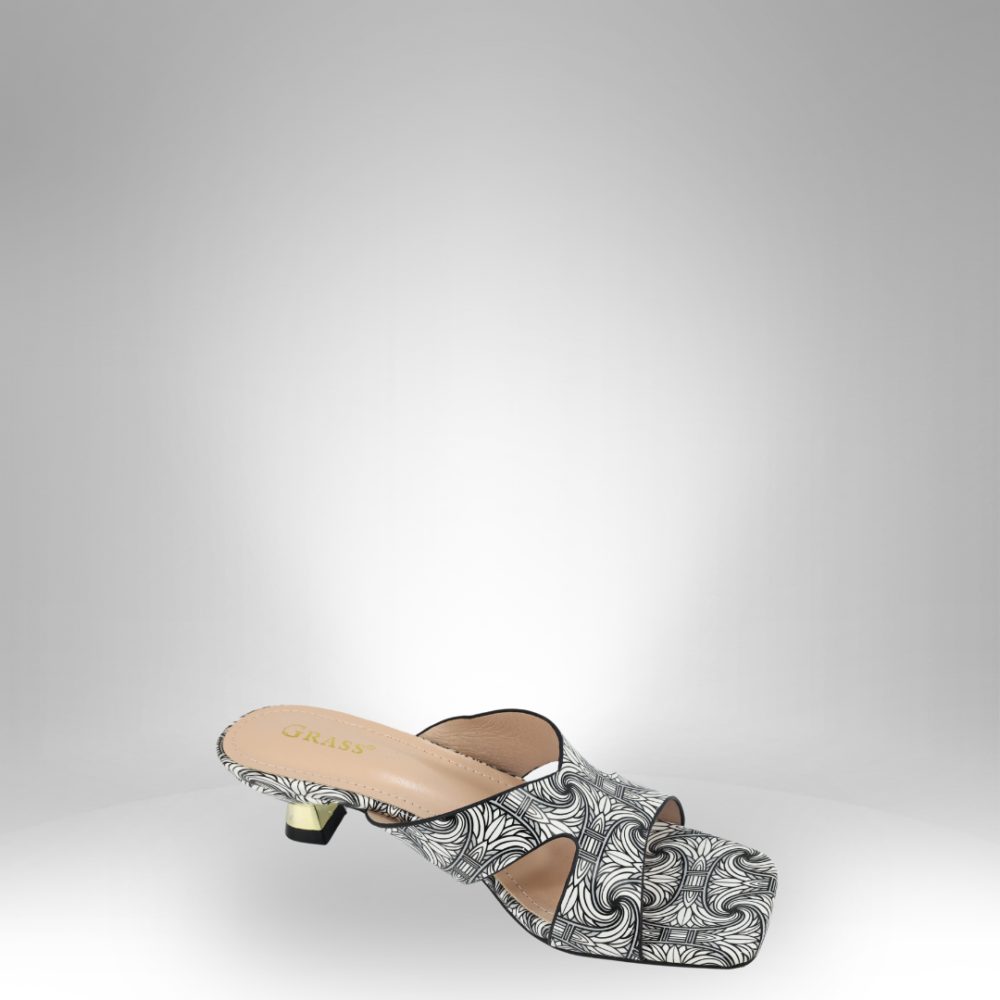 Printed Block Heel Mules for Women GRS-2810