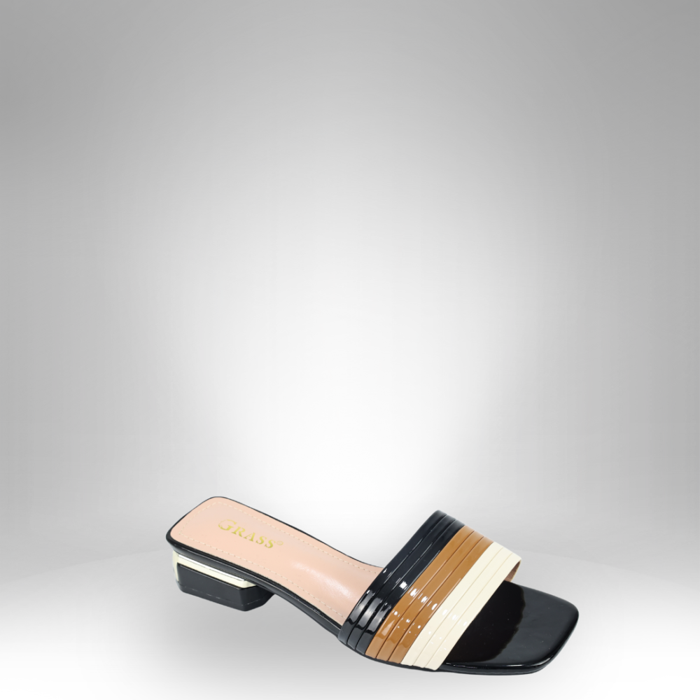 Women's Striped Heeled Sandals - GRS-3131