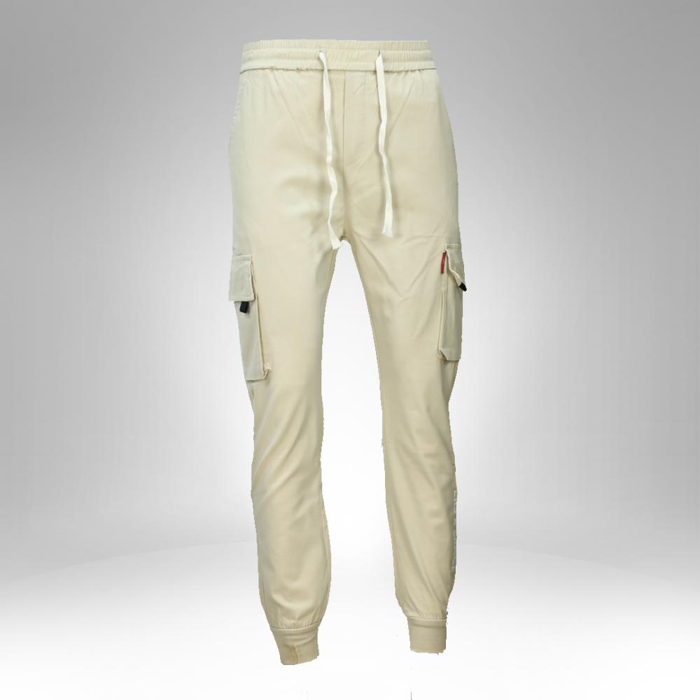 Men’s Cream Cargo Joggers ( 1393-3 ) - Image 2