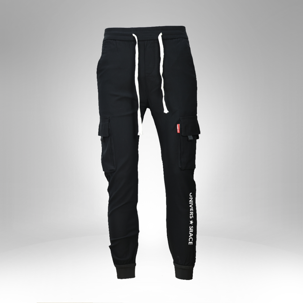 Men's Black Cargo Joggers ( 1393-1 )