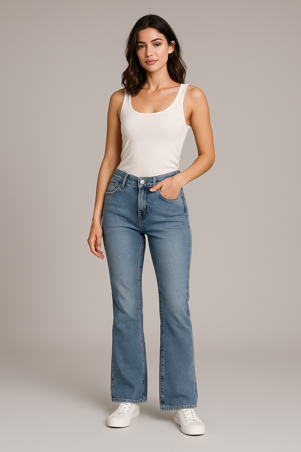 Raw Edge Bootcut Denim Jeans (2473)