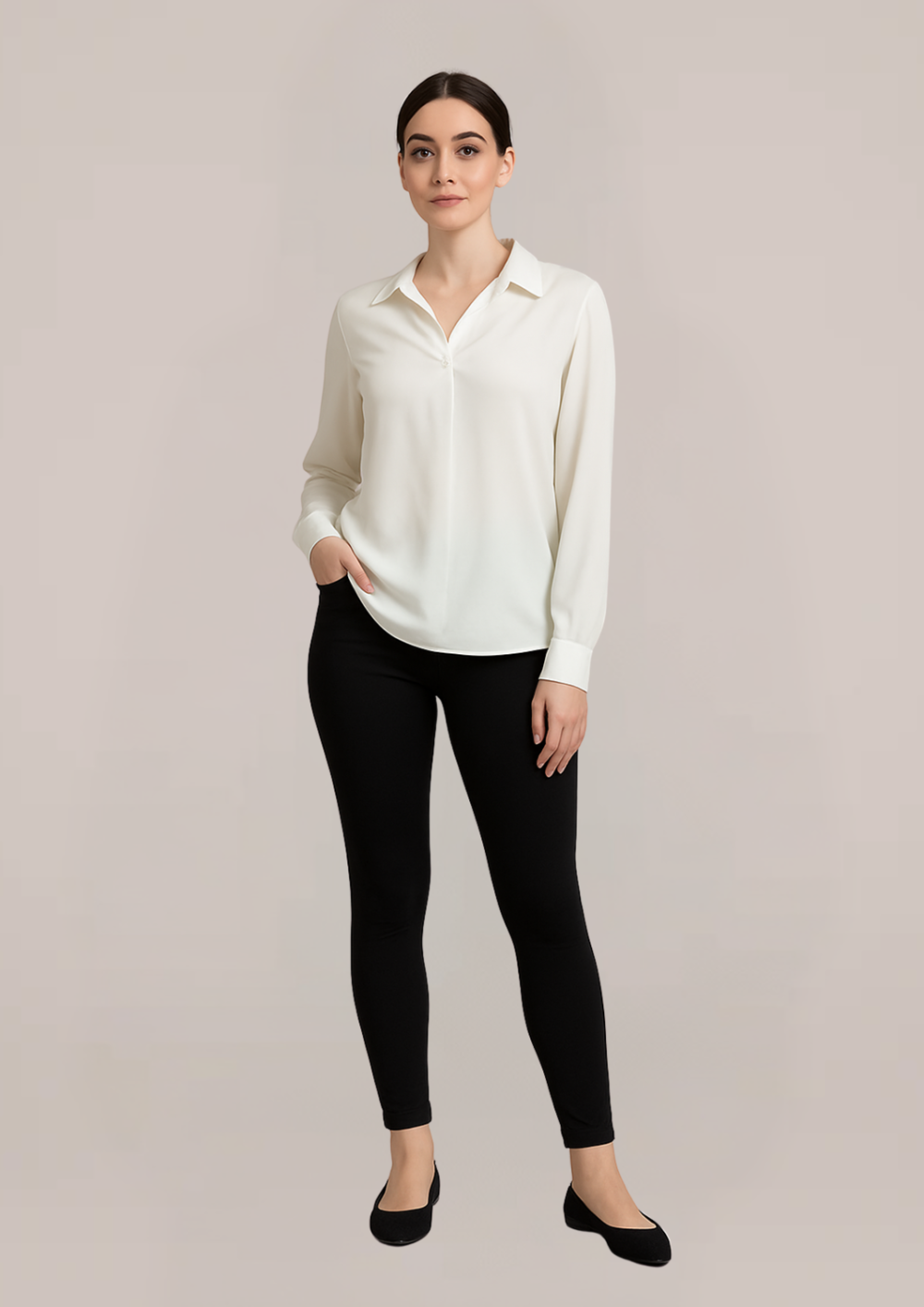 Satin V-Neck Blouse (3026)