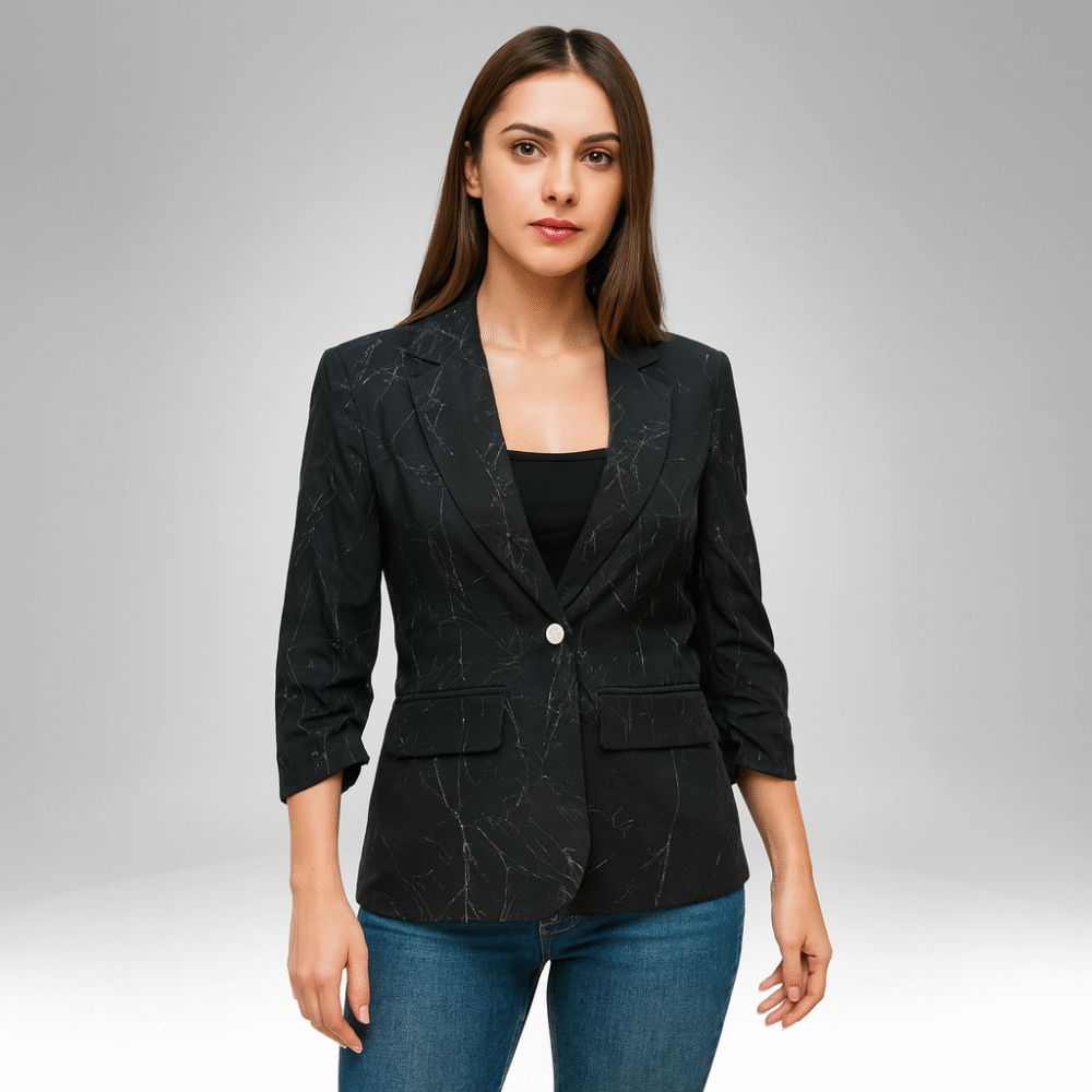 Women's Printed Ivory Blazer Suit ( 5258 )