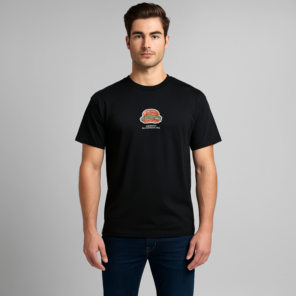 Men's Casual Black Graphic Tee - 8862
