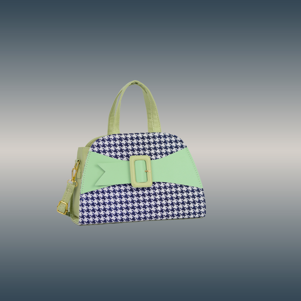 Women's Houndstooth Pattern Rexin Handbag - AX-329 - Image 2