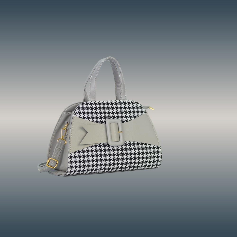 Women's Houndstooth Pattern Rexin Handbag - AX-329 - Image 4