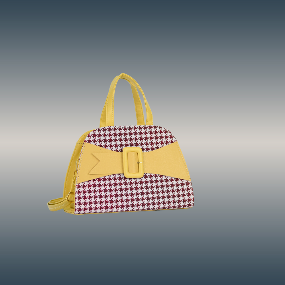 Women's Houndstooth Pattern Rexin Handbag - AX-329 - Image 6