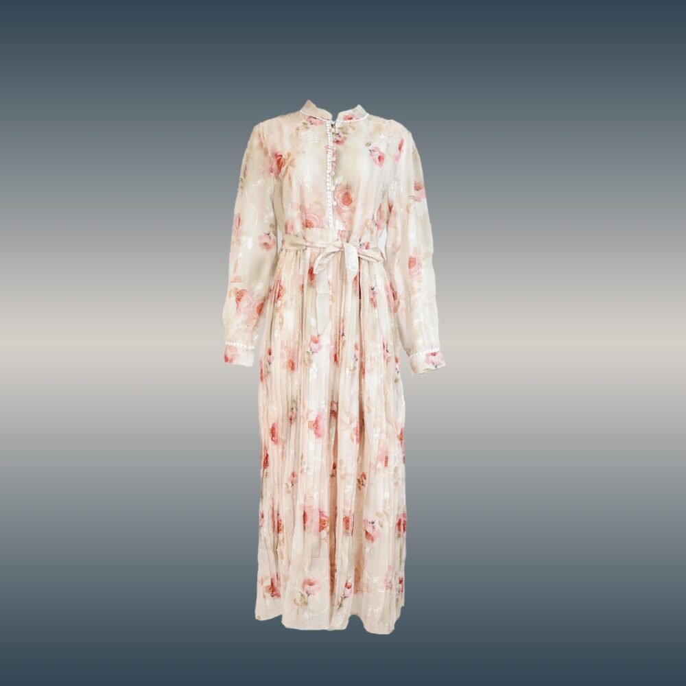 Women's Floral Pleated Maxi Dress - B03 - Image 3