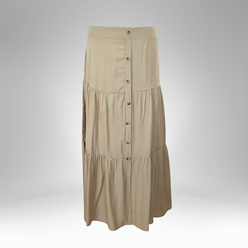 Tiered Maxi Skirt with Button-Front Design (6010-10)