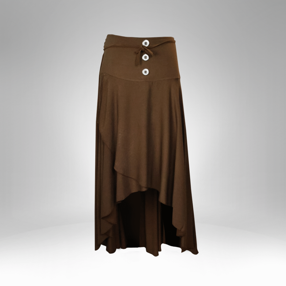 High-Waisted Asymmetric Button Skirt (197)