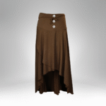 High-Waisted Asymmetric Button Skirt (197)