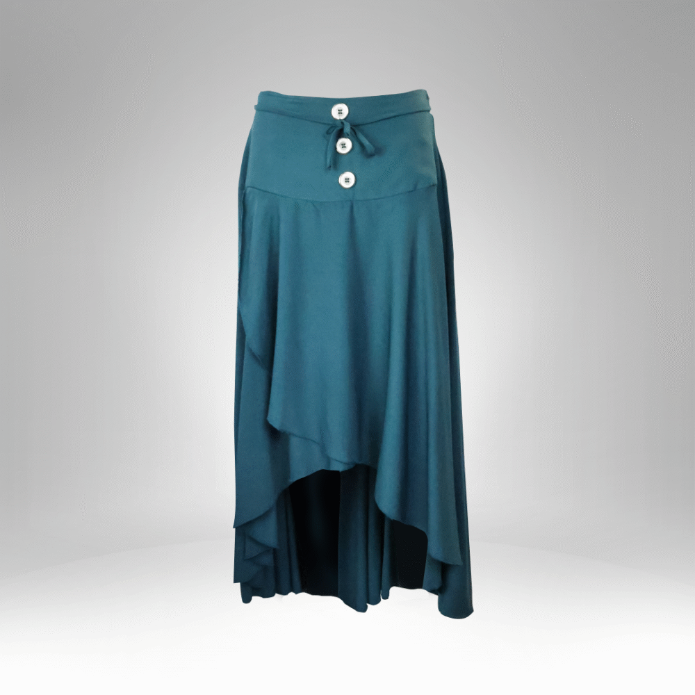 High-Waisted Asymmetric Button Skirt (197) - Image 3