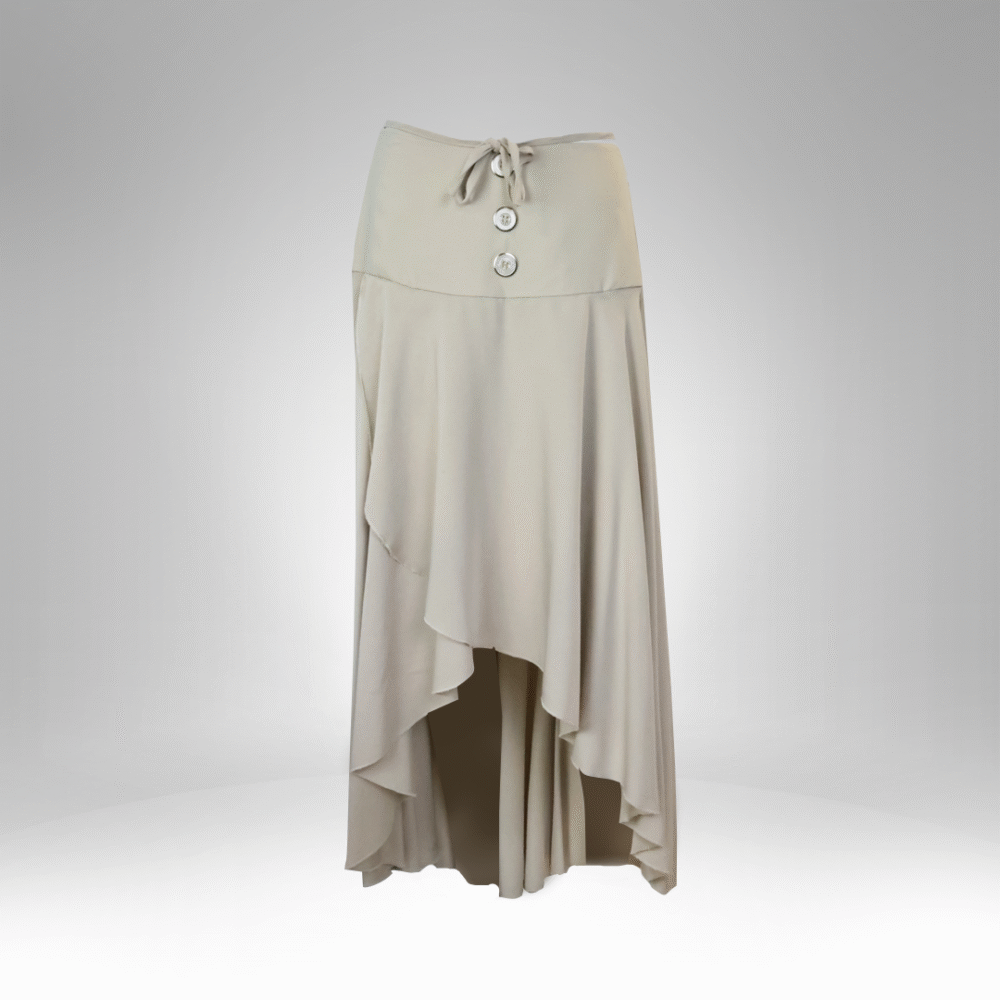 High-Waisted Asymmetric Button Skirt (197) - Image 2