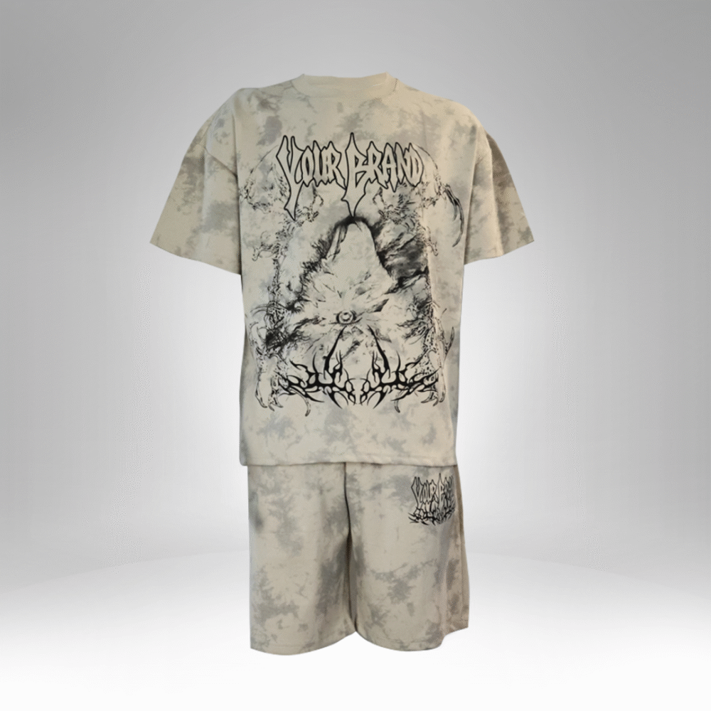 Tie-Dye Graphic Print T-Shirt and Shorts Set (3CM)