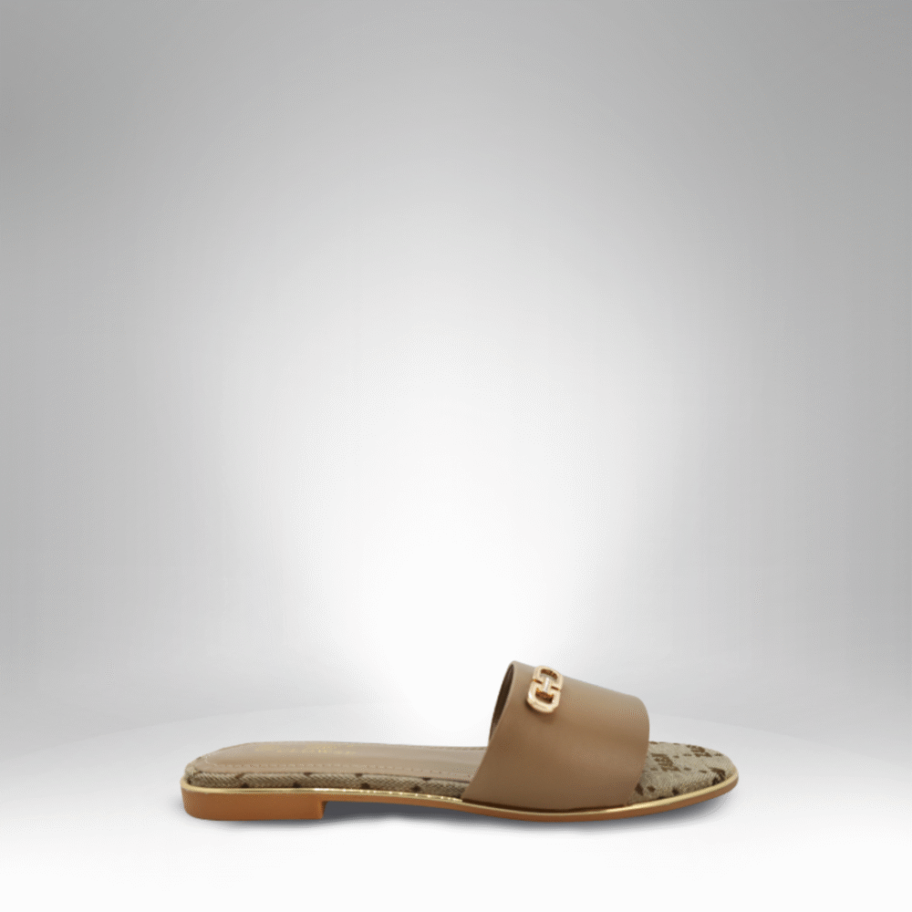 Chic Metal Accent Flat Slide Sandals (CLS-73660) - Image 2