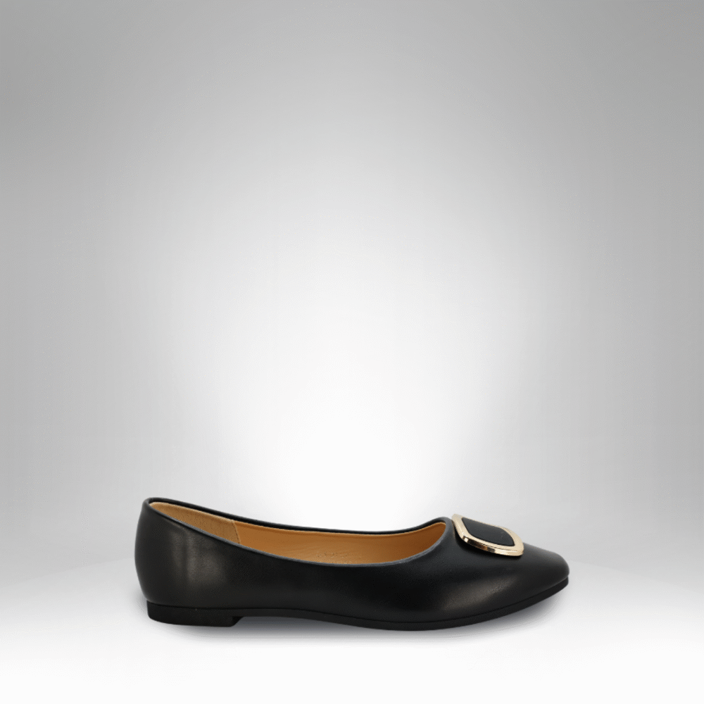 Elegant Square-Buckle Ballerina Flats (CLS-31120)