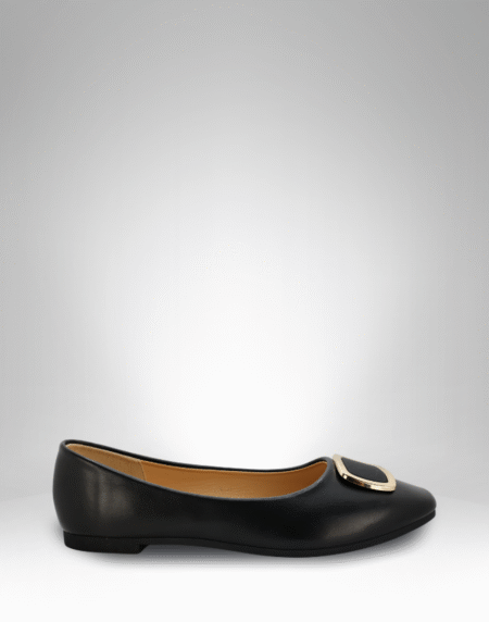 Elegant Square-Buckle Ballerina Flats (CLS-31120)