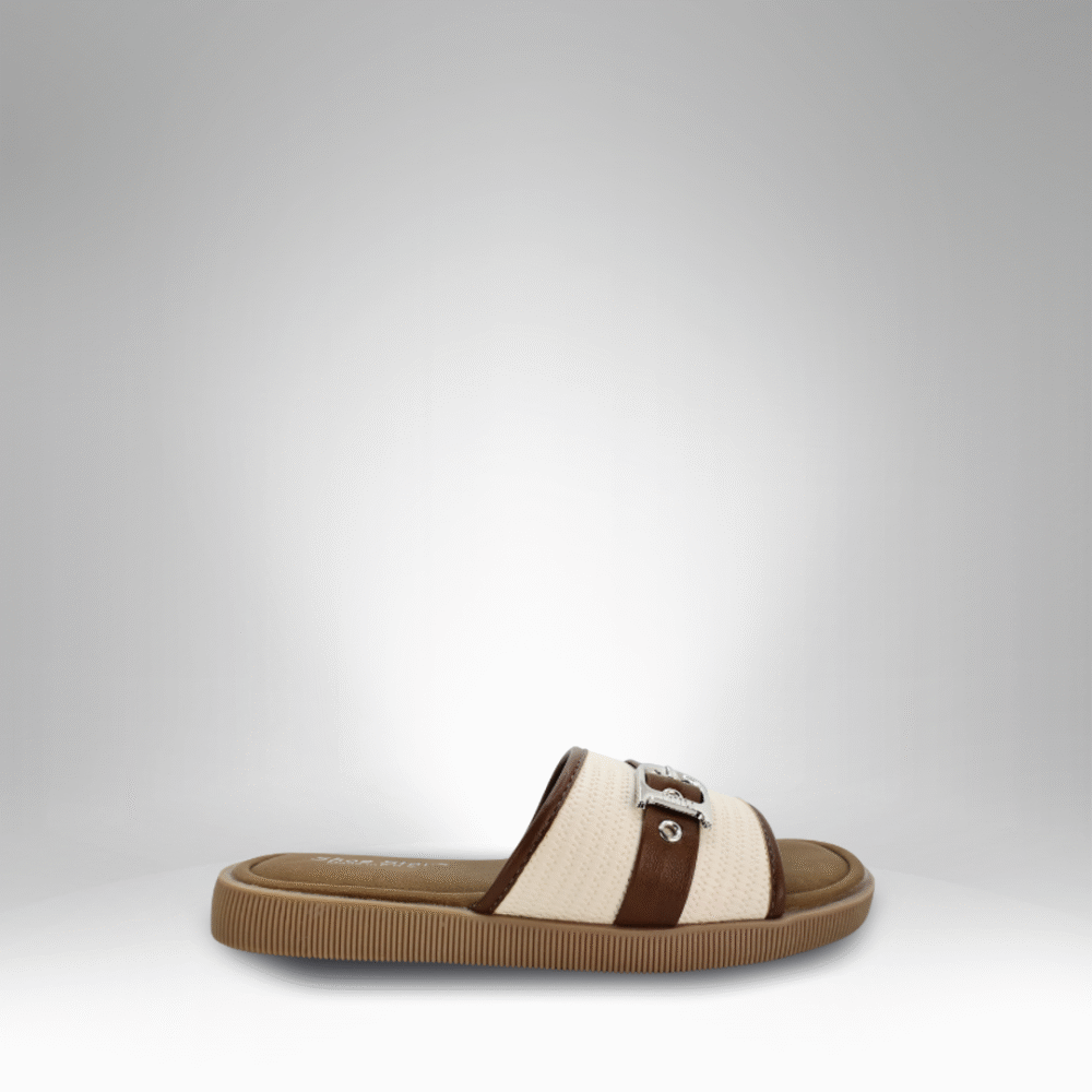 Striped Buckle Comfort Slides (2809-2)