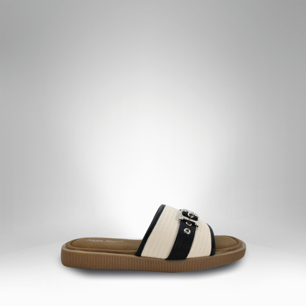 Striped Buckle Comfort Slides (2809-2) - Image 2