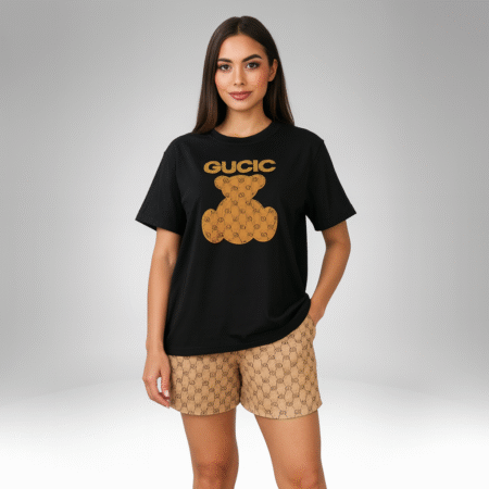 Women's Bear Print T-Shirt and Shorts Set (1116)