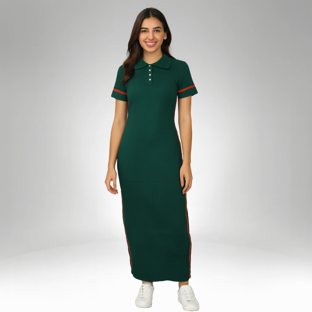 Women's Polo Collar Short-Sleeve Maxi Dress (2022)
