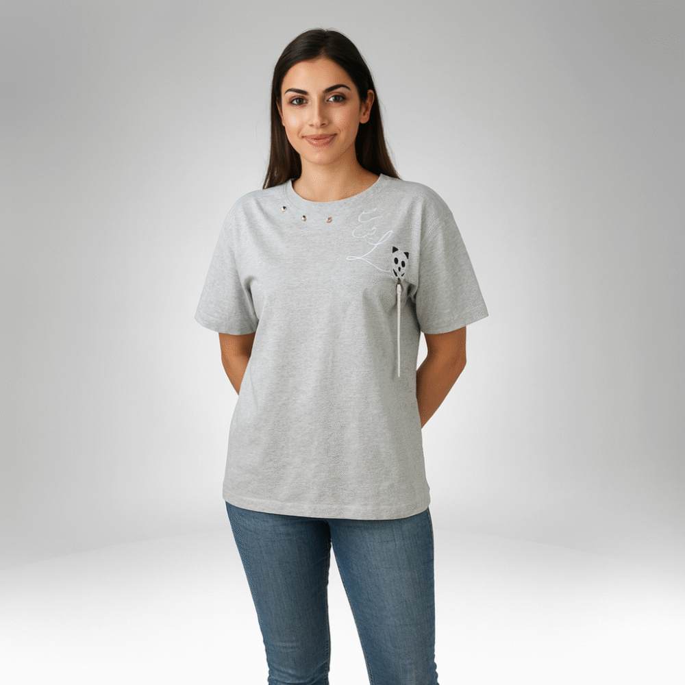 Women's Embellished Panda Graphic T-Shirt (9539)