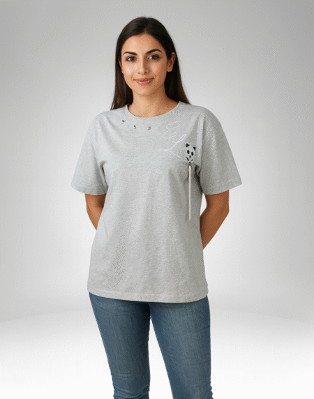 Women's Embellished Panda Graphic T-Shirt (9539)