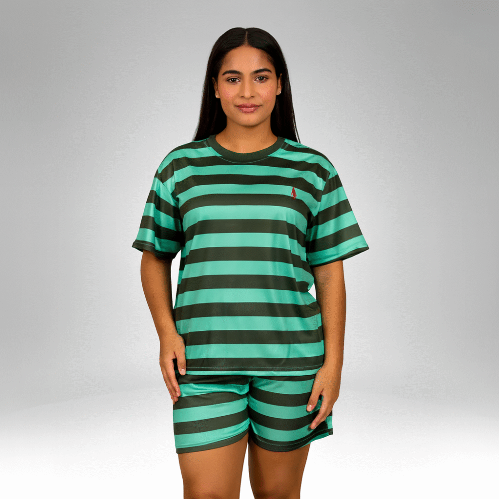 Unisex Striped Short-Sleeve Shirt and Shorts Set (03)