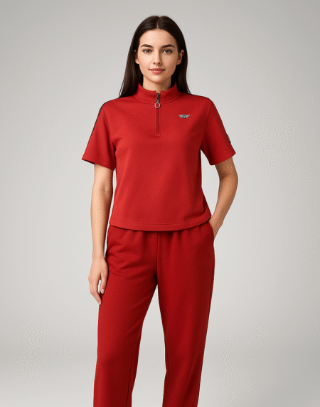 Women's Red Short-Sleeve Tracksuit Set (8274)