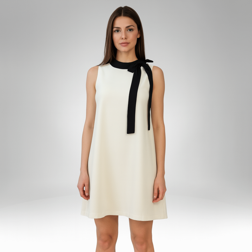 Sleeveless Bow-Tie Shift Dress (6696)