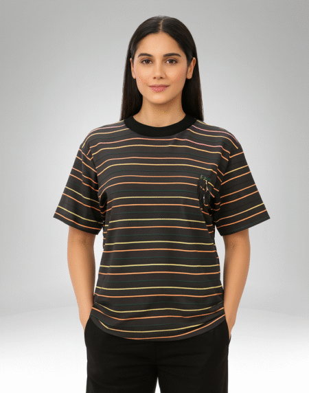 Men's Multicolor Striped Crew Neck T-Shirt (0203)