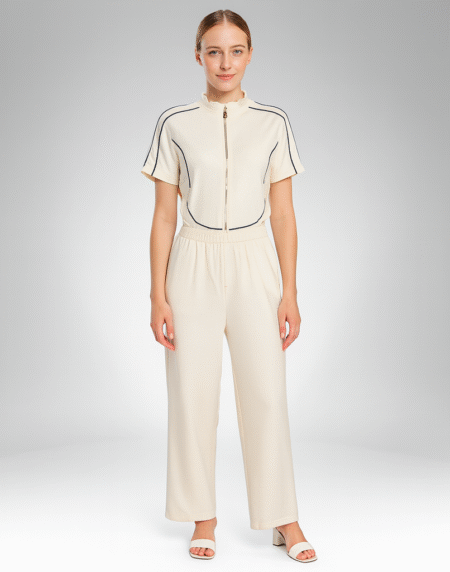 Women’s Zip-Up Top and Relaxed Pants Co-ord Set (8231)